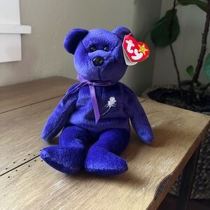 Ty Plush Bear in Deep Purple Princess Diana vintage Collectable